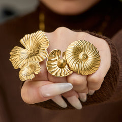Sculptural Lotus Petal Statement Ring
