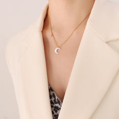 Shell Crescent Pendant Necklace