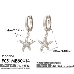 18K Gold-Plated Starfish Drop Hoop Earrings