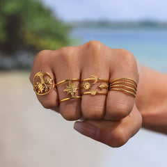 18K Gold-Plated Sculptural Open Ring Designs