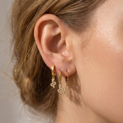 Cubic Zirconia Snake Charm Earrings