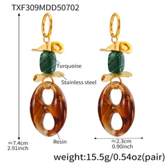 Gold-Tone Resin Oval Link Drop Earrings