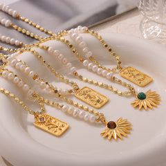 Freshwater Pearl Stone or Celestial Pendant Necklace