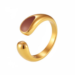 Enamel Teardrop Open Ring