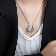 Gold-Tone and Silver-Tone Sunburst Pendant Necklace