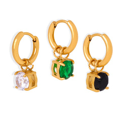 Gold-Tone Square Accent Huggie Earrings