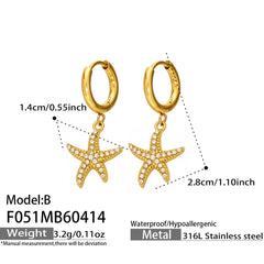 18K Gold-Plated Starfish Drop Hoop Earrings
