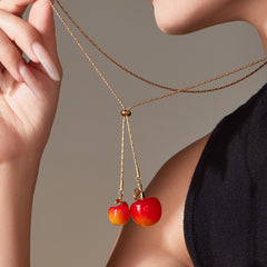 18K Gold-Plated Cherry Long Pendant Necklace