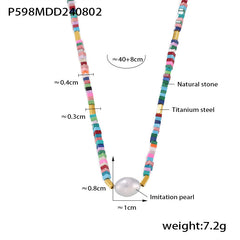 Multicolor Natural Stone & Shell-Pearl Necklace