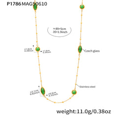 Color Glass Bead Long Necklace