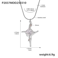 Cubic Zirconia Geometric Cross Pendant Necklace