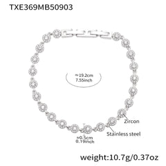 Cubic Zirconia Heart and Round Link Jewelry
