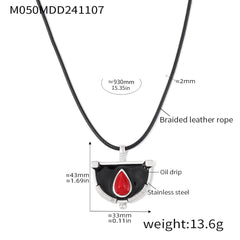 Enamel Geometric Cord Necklace