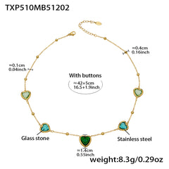 18K Gold-Plated Faceted Glass Heart Jewelry