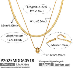 Layered Teardrop Pendant Necklace