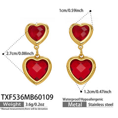 18K Gold-Plated Heart Glass Accent Jewelry