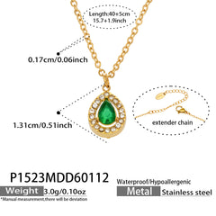 Cubic Zirconia or Green Glass Pendant Jewelry