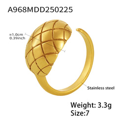 18K Gold-Plated Checkered Open Ring