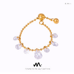 Crystal Accent Bead Chain Ring