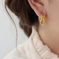 18K Gold-Plated Double-Curve Twisted Hoop Earrings
