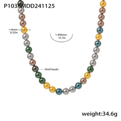 Multicolor Pearl-Look Bead Necklace