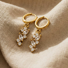 Cubic Zirconia Cluster Drop Earrings & Pendant