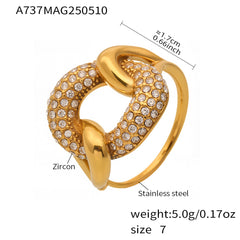 18K Gold-Plated Interlocking Cubic Zirconia Open Ring