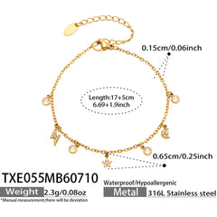 18K Gold-Plated Cubic Zirconia Charm Jewelry
