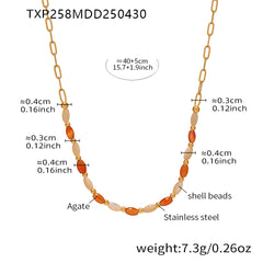 Natural Stone & Shell Bead Necklace & Bracelet