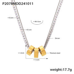 18K Gold-Plated Cubic Zirconia Double-Layer Necklace