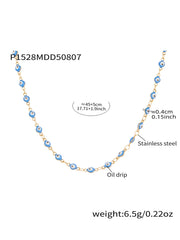 Enamel and Natural Agate Charm Necklace