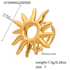 18K Gold-Plated Sunburst Open Ring