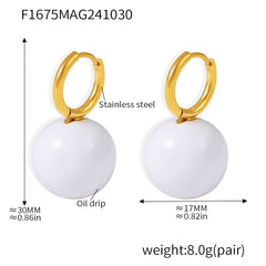 Polished or Enamel Ball Drop Earrings