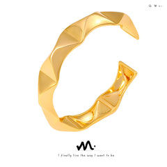 18K Gold-Plated Faceted Open Cuff Bracelet