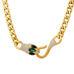 Stone-Accent Snake Head Chain Necklace