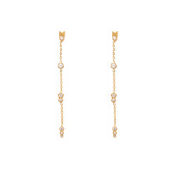 18K Gold-Plated Long Cubic Zirconia Chain Earrings