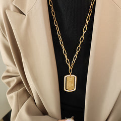 Sparkling Border Tag Long Necklace
