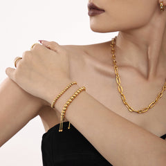 Gold-Tone Stainless Steel Beaded Bracelets
