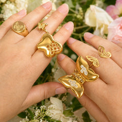 18K Gold-Plated Butterfly Ring Designs