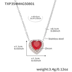 18K Gold-Plated Red Heart Cubic Zirconia Jewelry
