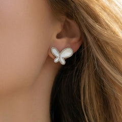 18K Gold-Plated Mother-of-Pearl Butterfly Stud Earrings