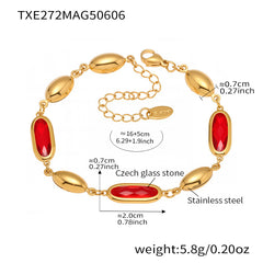 Faceted Oval Glass Link Bracelet
