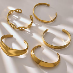 18K Gold-Plated Polished Cuff Bracelets