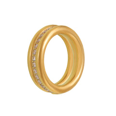 18K Gold-Plated Triple-Line Cubic Zirconia Ring