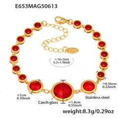 Gold-Tone Colored Glass Link Bracelet