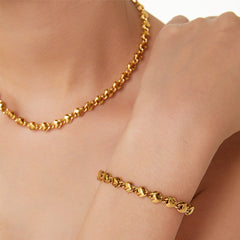 18K Gold-Plated Woven Heart-Link Necklace or Bracelet