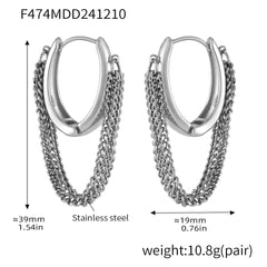 Layered Chain Drop Hoop Earrings