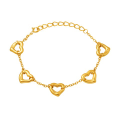 18K Gold-Plated Open Heart Link Bracelet