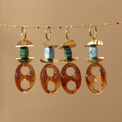 Gold-Tone Resin Oval Link Drop Earrings