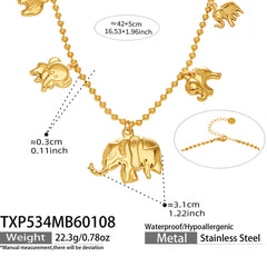 18K Gold-Plated Elephant Charm Necklace or Bracelet